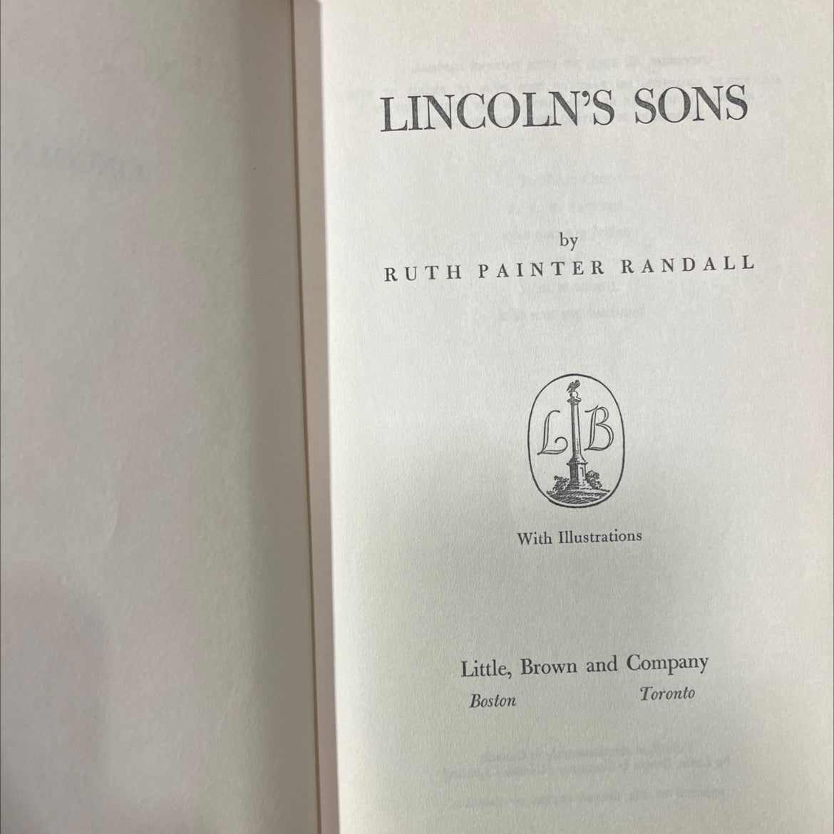 lincoln's sons book, by ruth painter randall, 1955 Hardcover image 2