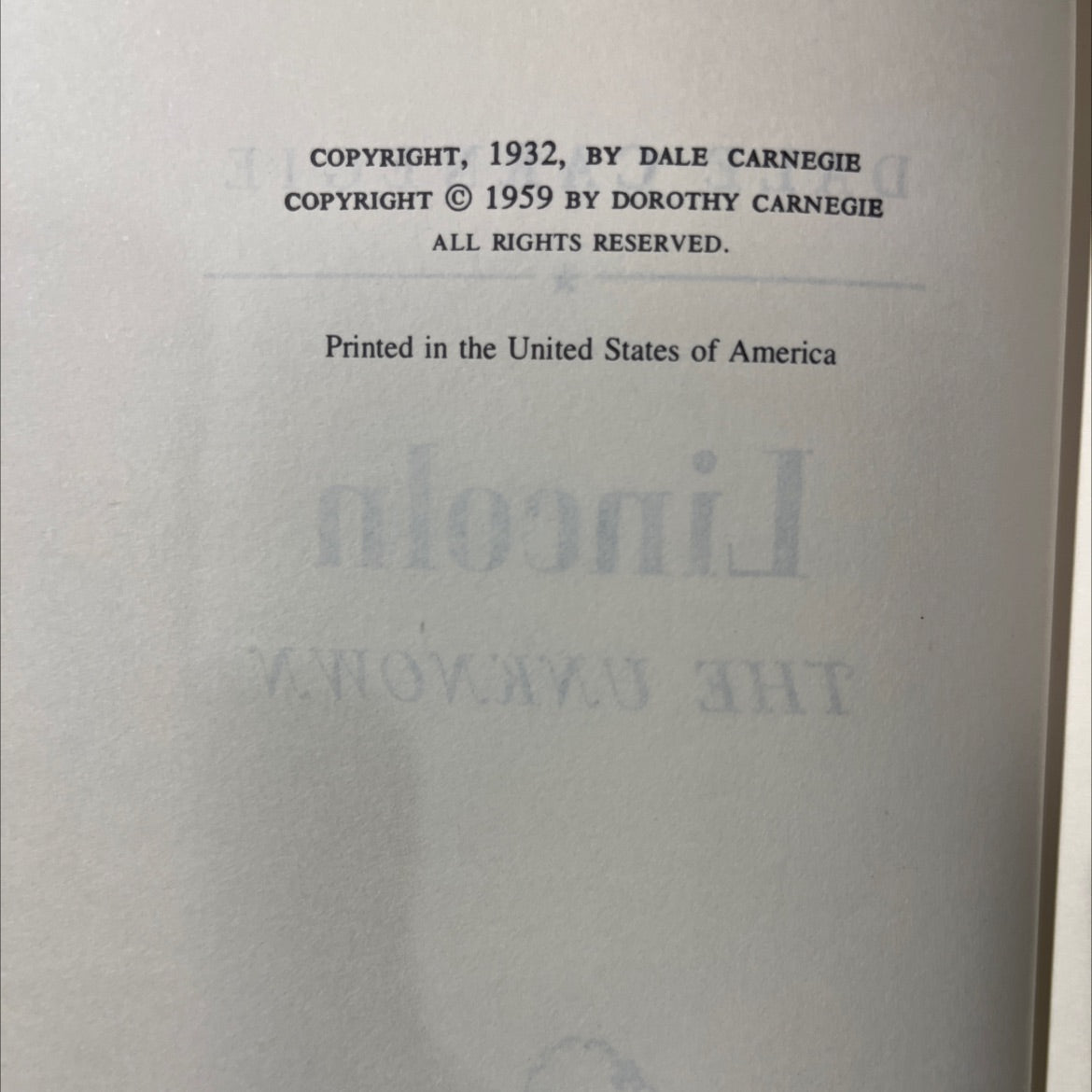 lincoln the unknown book, by dale carnegie, 1959 Hardcover image 3