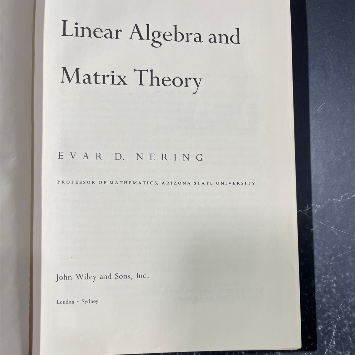 linear algebra and matrix theory book, by evar d. nering, 1965 Hardcover image 2
