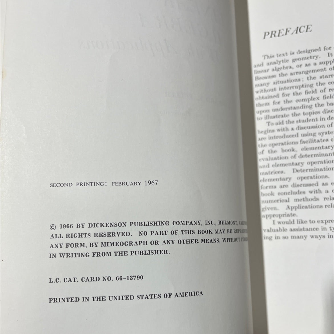 linear algebra with applications book, by leonard e. fuller, 1967 Hardcover image 3