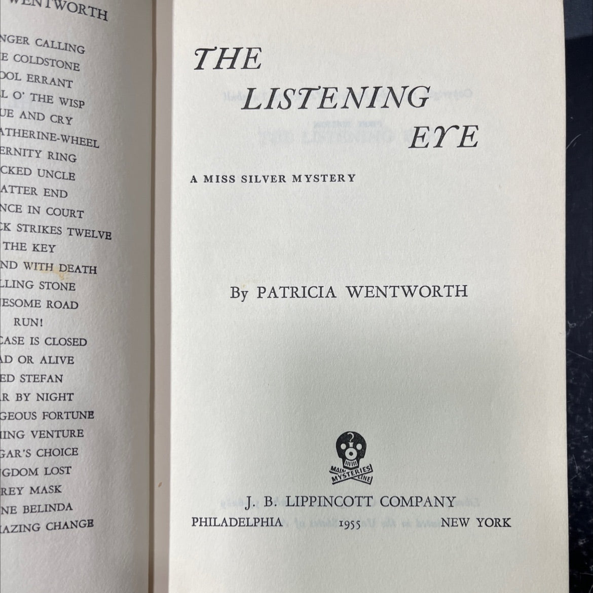 listening book, by patricia wentworth, 1955 Hardcover image 2