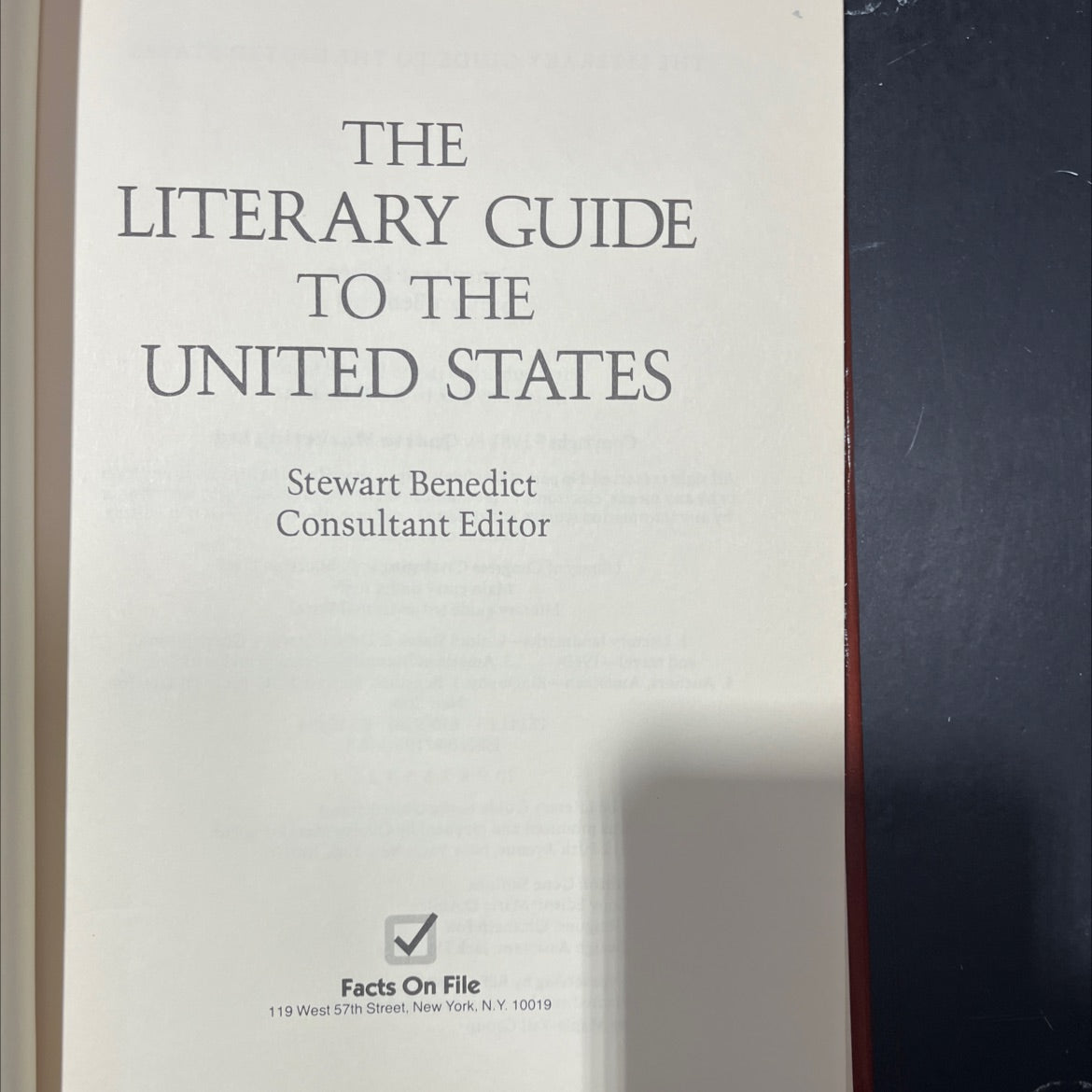 literary guide to the united states book, by Stewart Benedict, 1981 Hardcover image 2