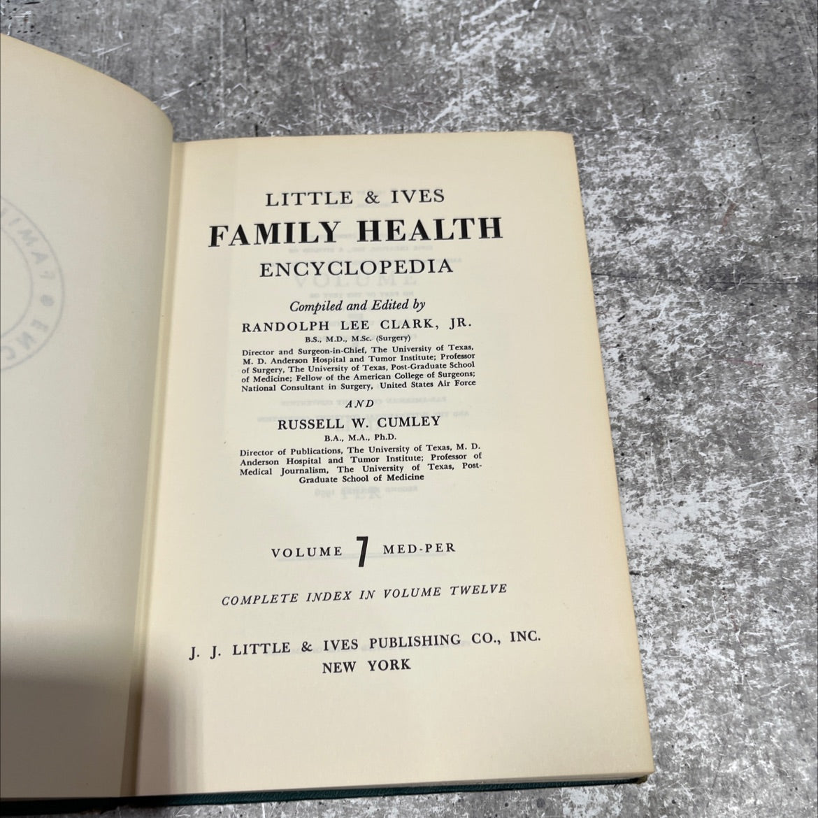 little & ives family health encyclopedia book, by randolph lee clark jr, russell w cumley, 1956 Hardcover image 2