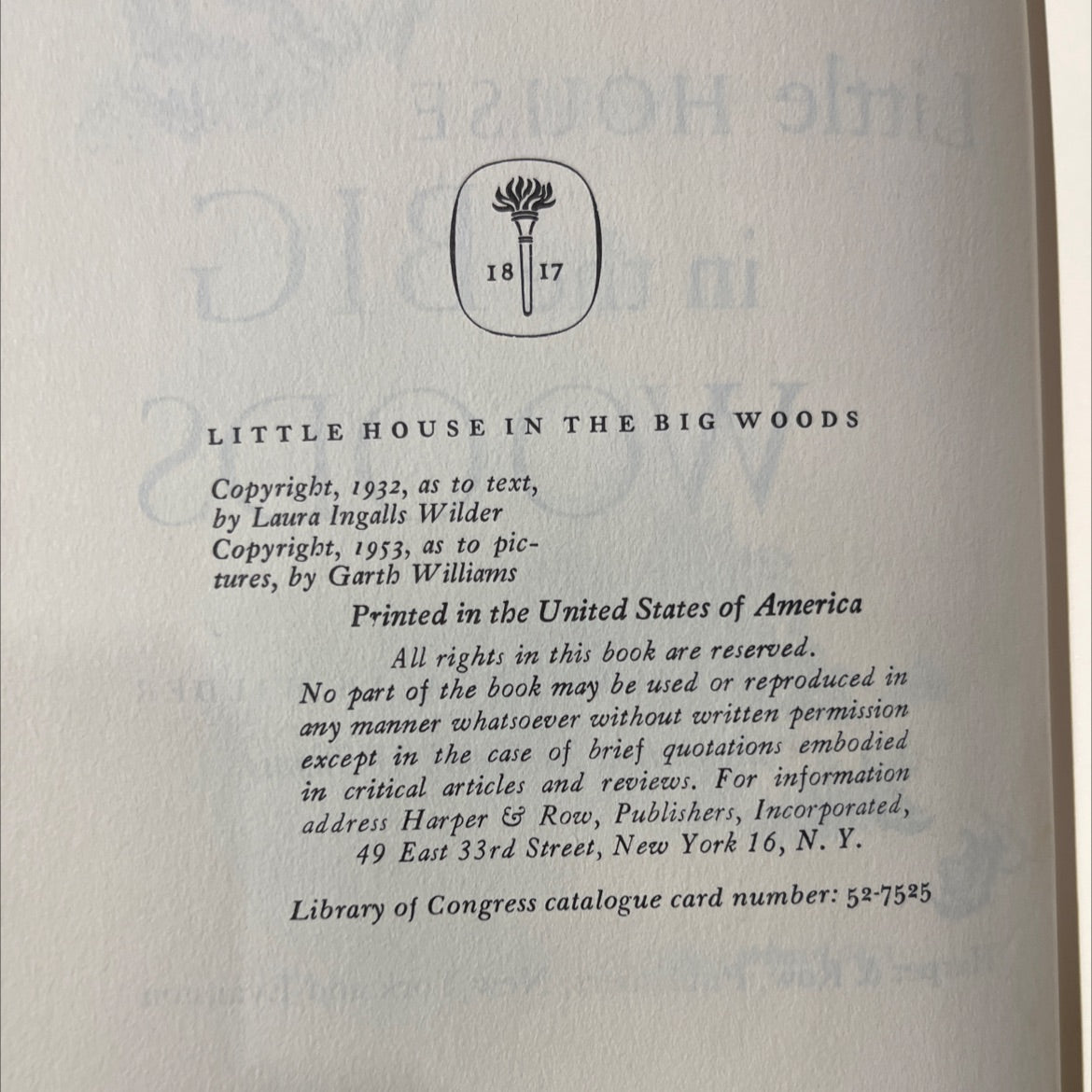 little house in the big woods book, by laura ingalls wilder, 1953 Hardcover image 3