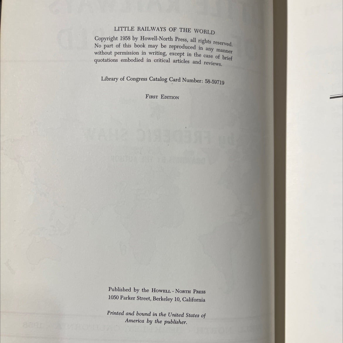 little railways of the world book, by frederic shaw, 1958 Hardcover image 3