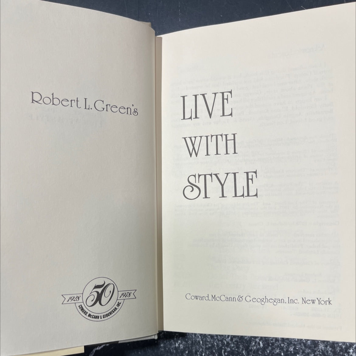 live with style book, by Robert L. Green, 1978 Hardcover image 2