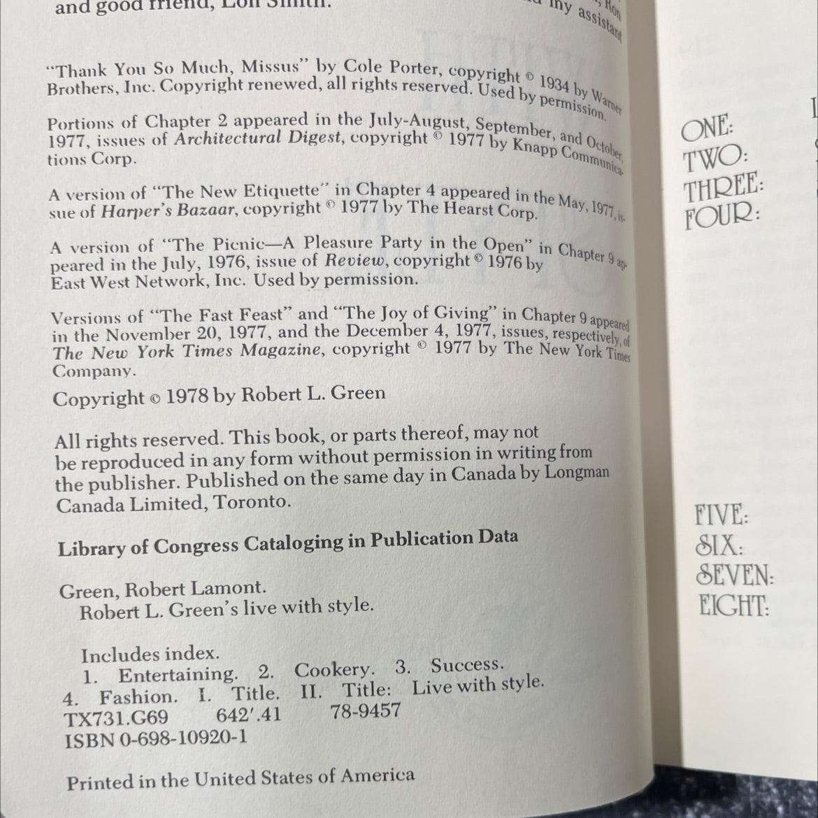 live with style book, by Robert L. Green, 1978 Hardcover image 3