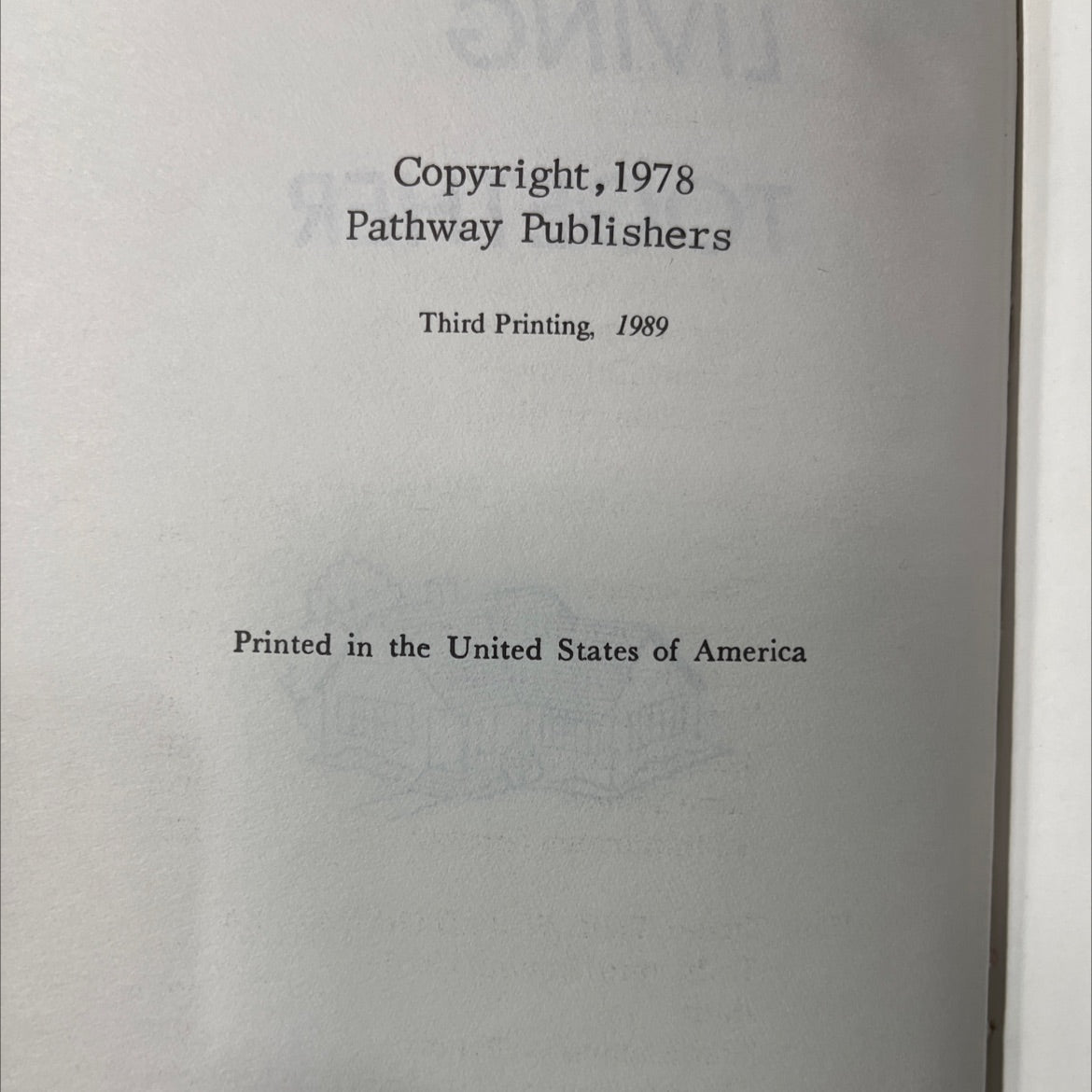 living together book, by unknown, 1989 Hardcover image 3