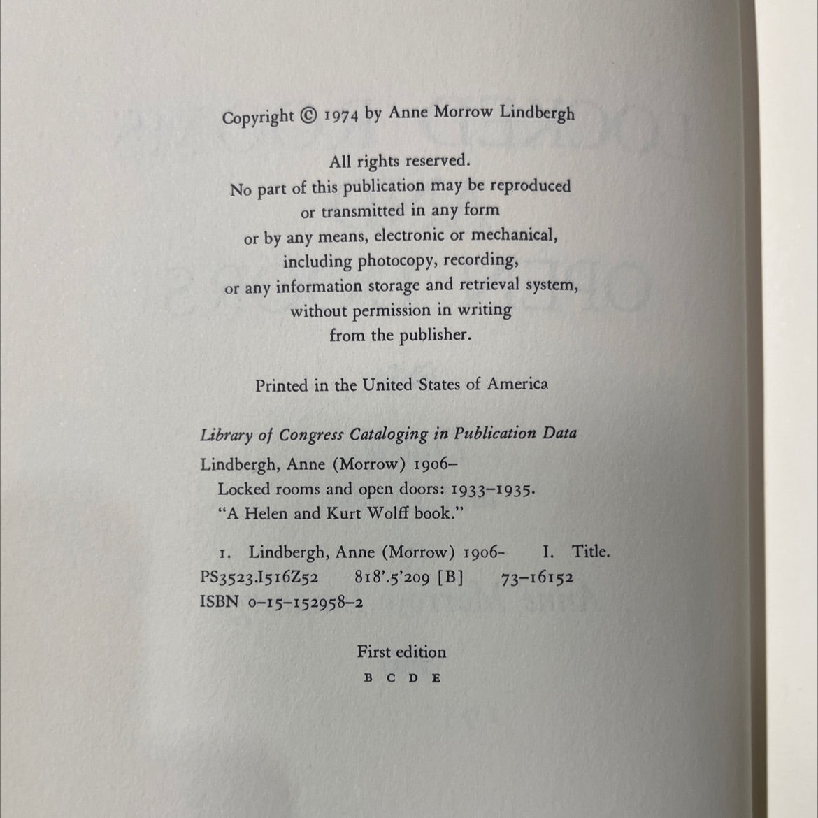 locked rooms and open doors diaries and letters of anne morrow lindbergh 1933-1935 book, by anne morrow lindbergh, 1974 image 3