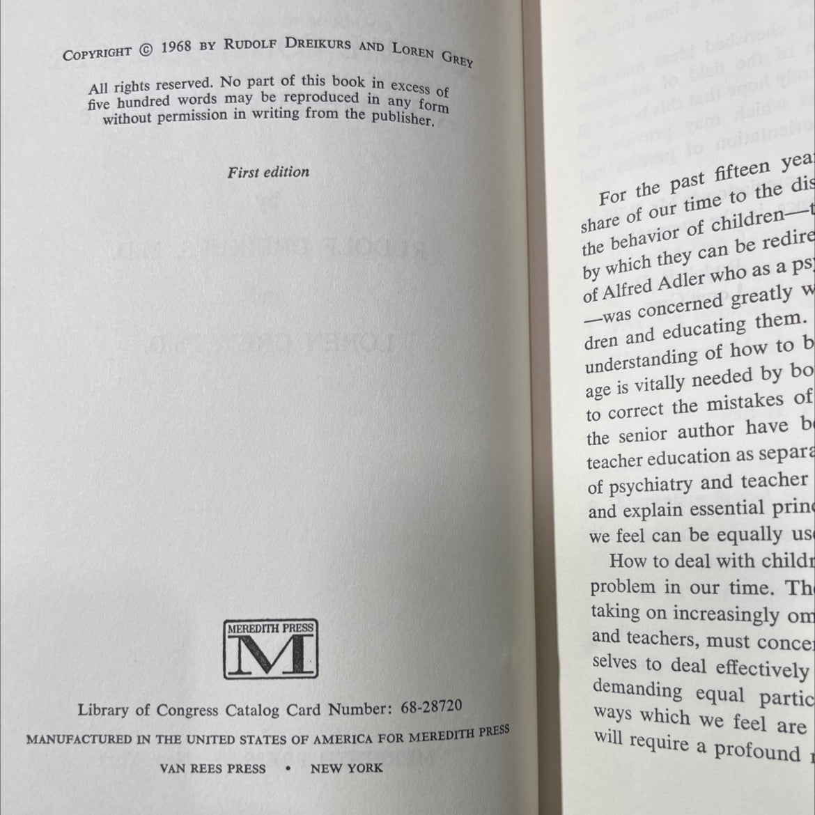 logical consequences: a handbook of discipline book, by rudolf dreikurs, m.d. and loren grey, ph.d., 1968 Hardcover image 3