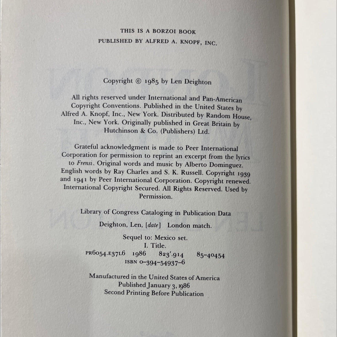 london match book, by len deighton, 1985 Hardcover image 3