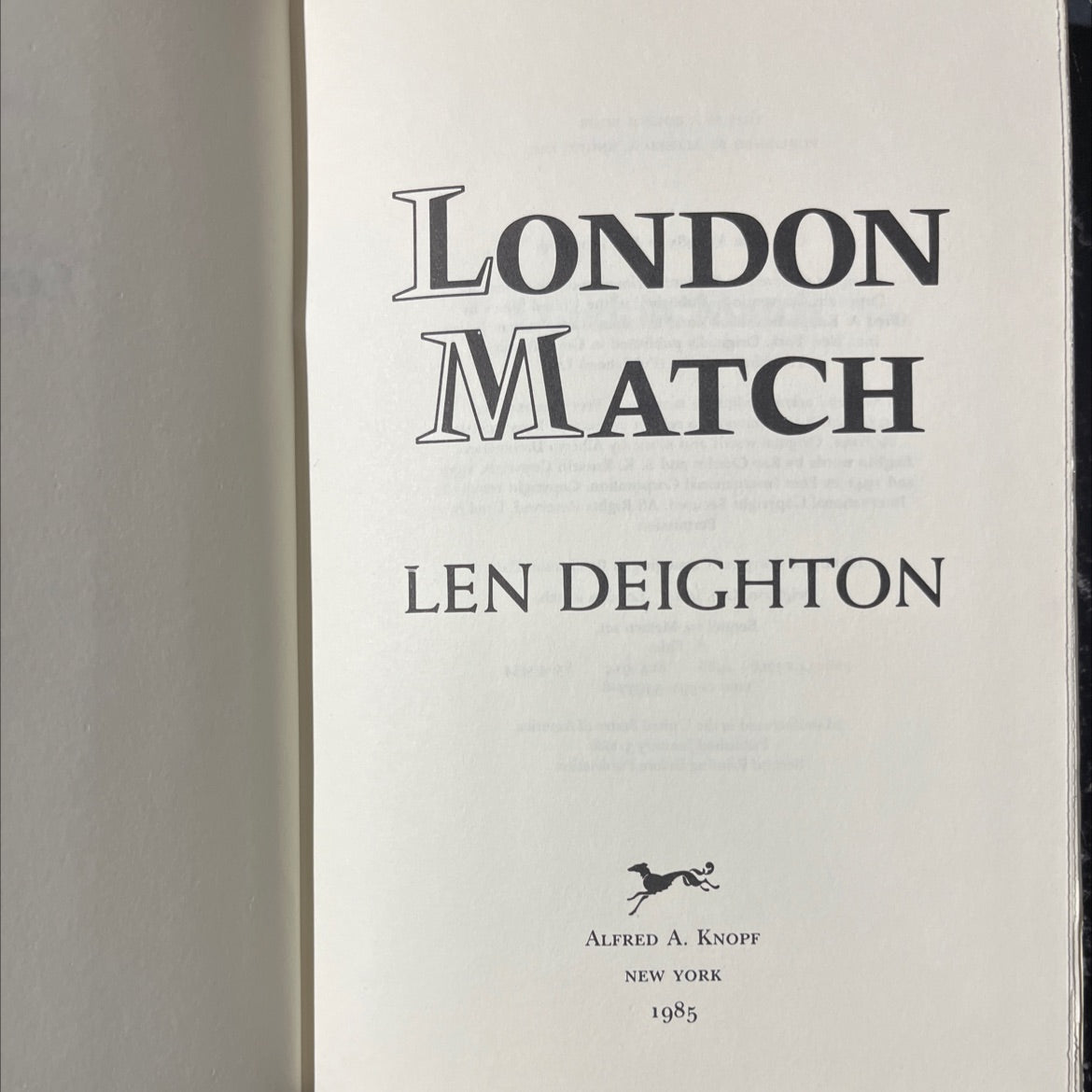 london match book, by len deighton, 1985 Hardcover image 2