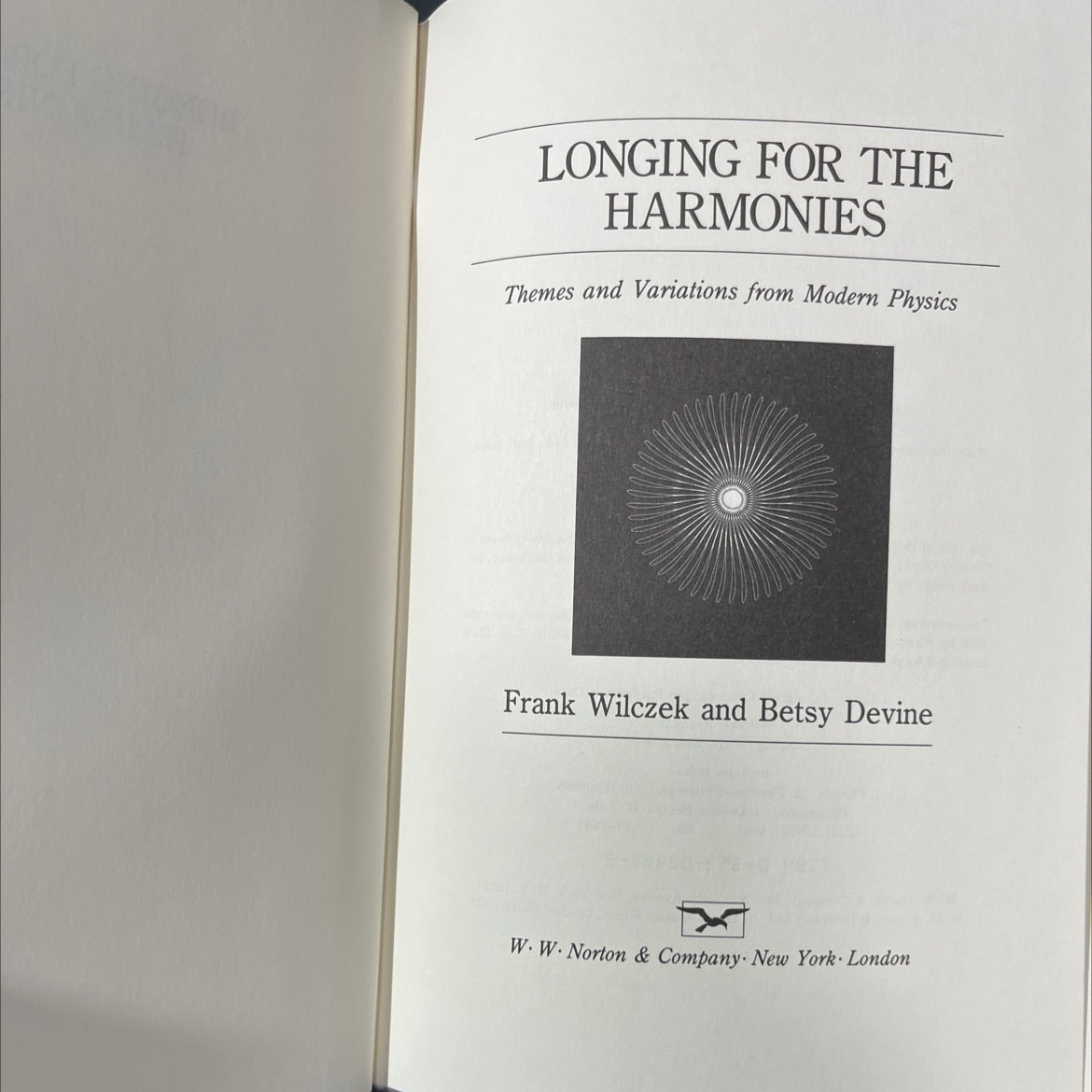 longing for the harmonies book, by Frank Wilczek and Betsy Devine, 1988 Hardcover image 2