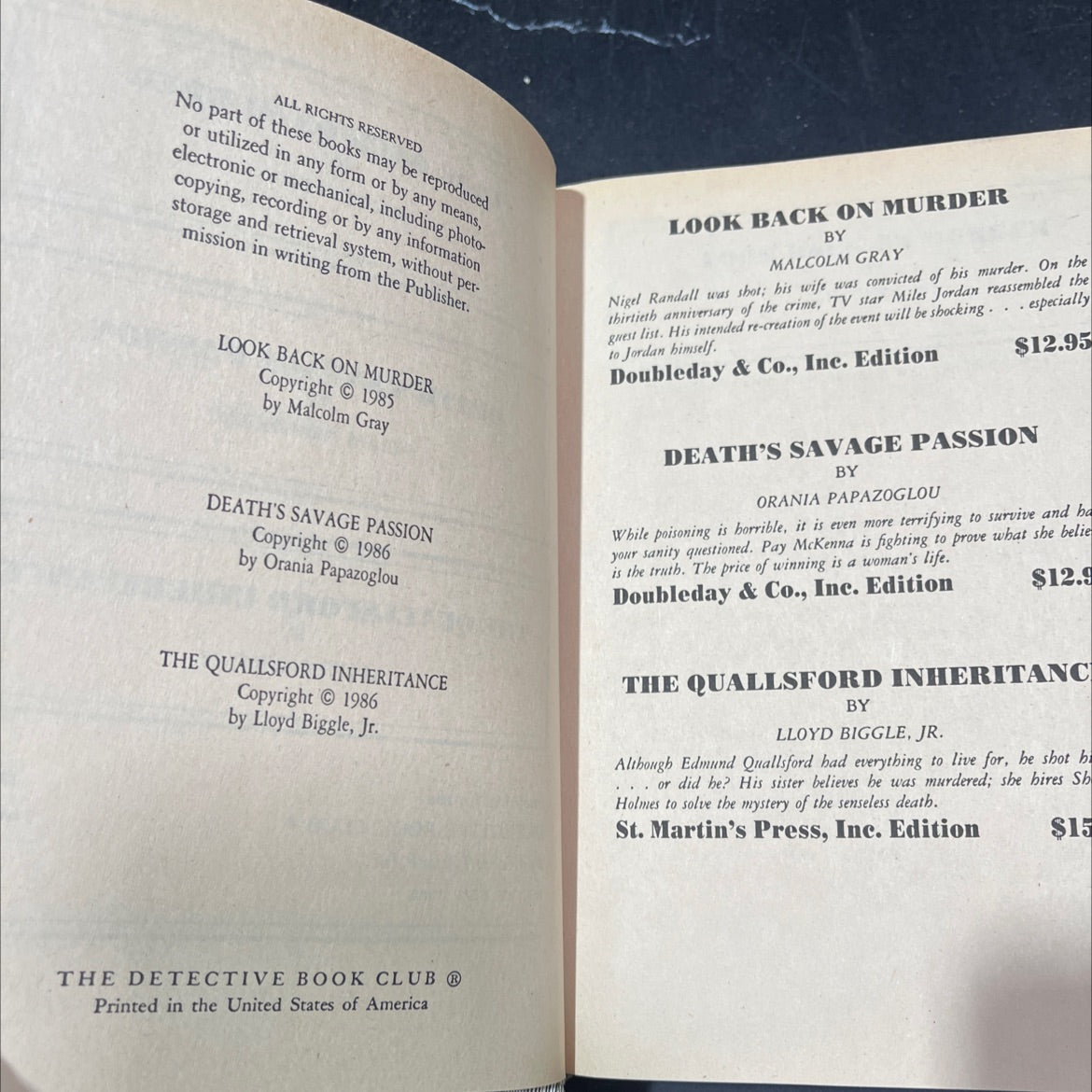 look back on murder book, by malcolm gray, 1985 Hardcover image 3