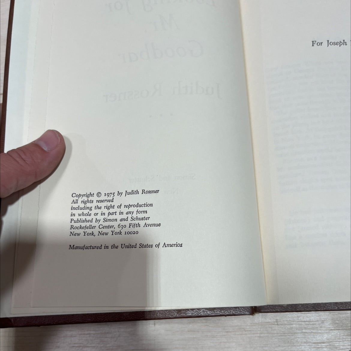 looking for mr. goodbar book, by judith rossner, 1975 Hardcover image 3