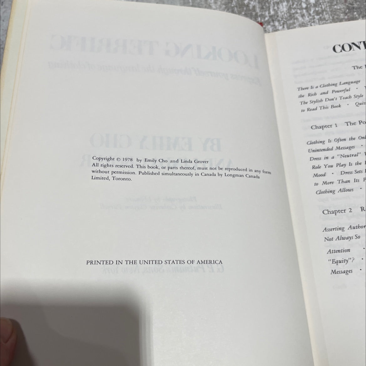 looking terrific express yourself through the language of clothing book, by emily cho and linda grover, 1978 Hardcover image 3