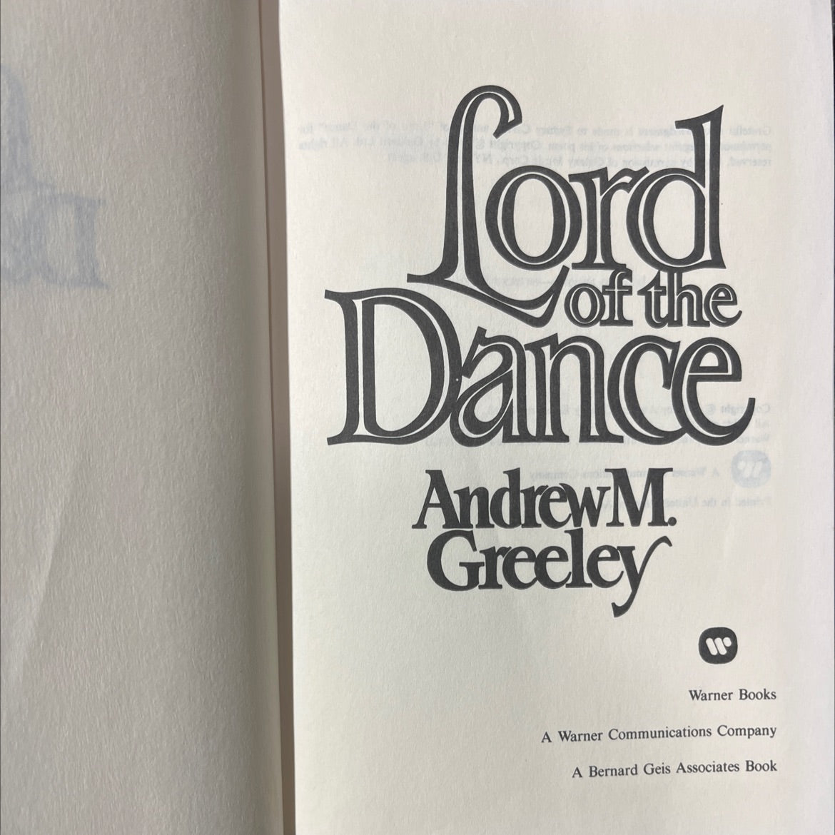 lord dance of the andrew book, by andrew m. greeley, 1984 Hardcover image 2