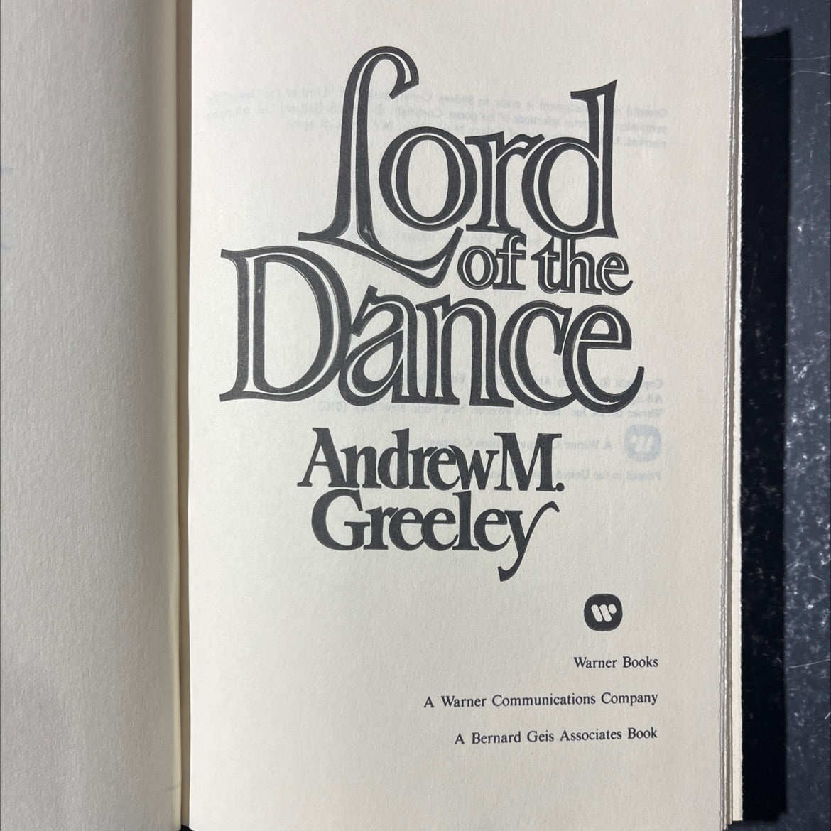 lord dance book, by andrew m. greeley, 1984 Hardcover image 2