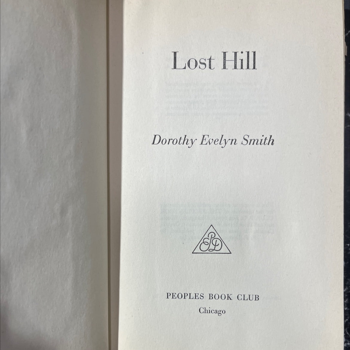 lost hill book, by dorothy evelyn smith, 1952 Hardcover image 2