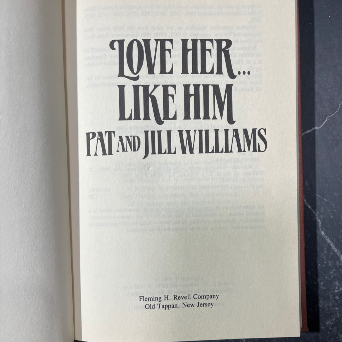 love her... like him book, by Pat and Jill Williams, 1988 Hardcover image 2