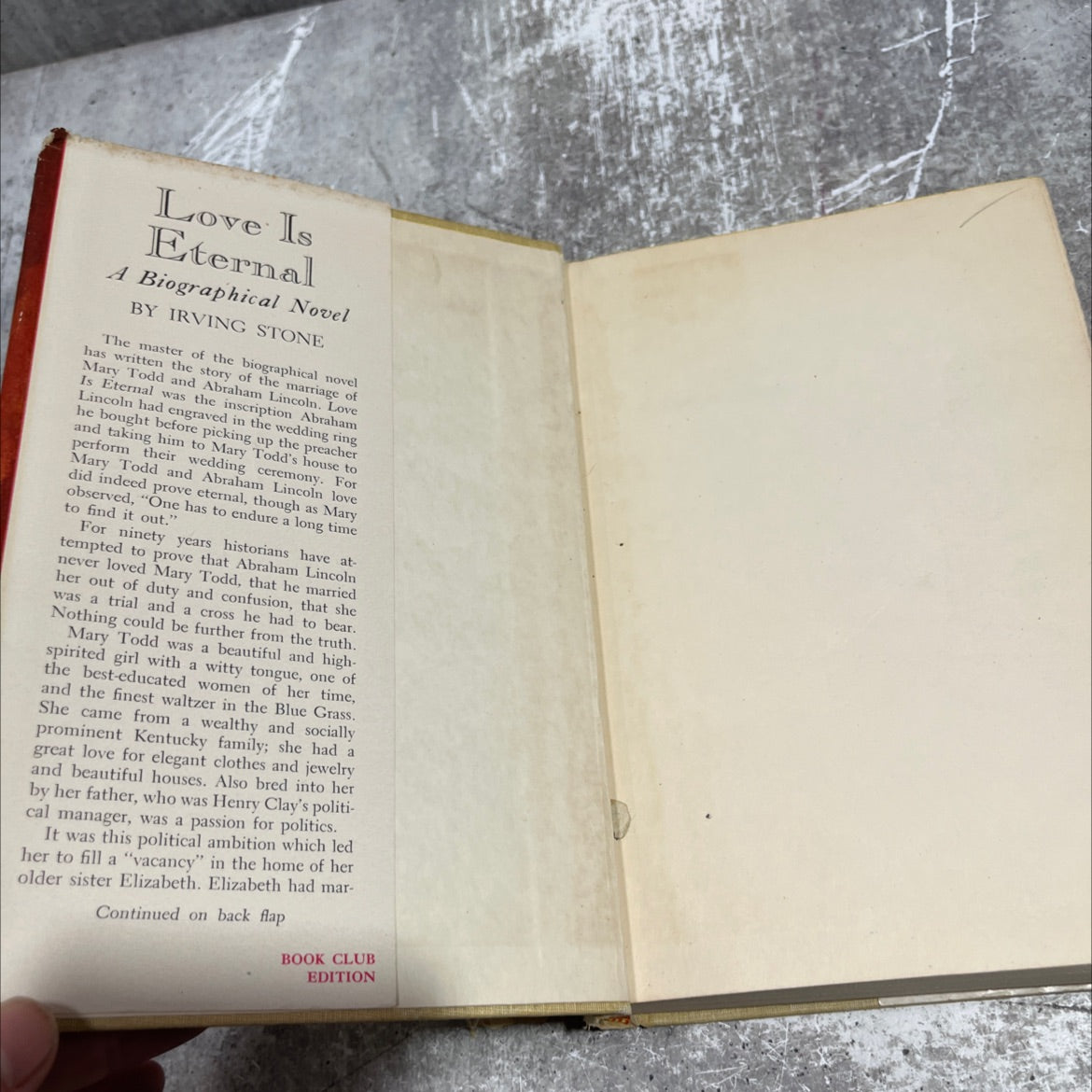 love or jean my wife is eternal a novel about mary todd and abraham lincoln book, by irving stone, 1954 Hardcover image 4