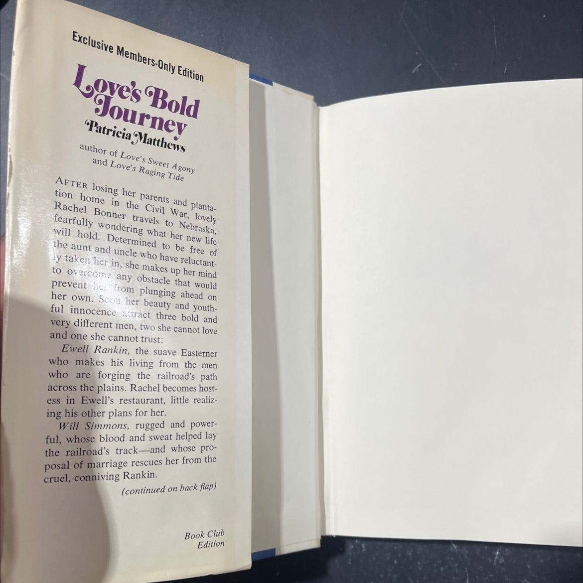 love's bold journey book, by patricia matthews, 1980 Hardcover image 4