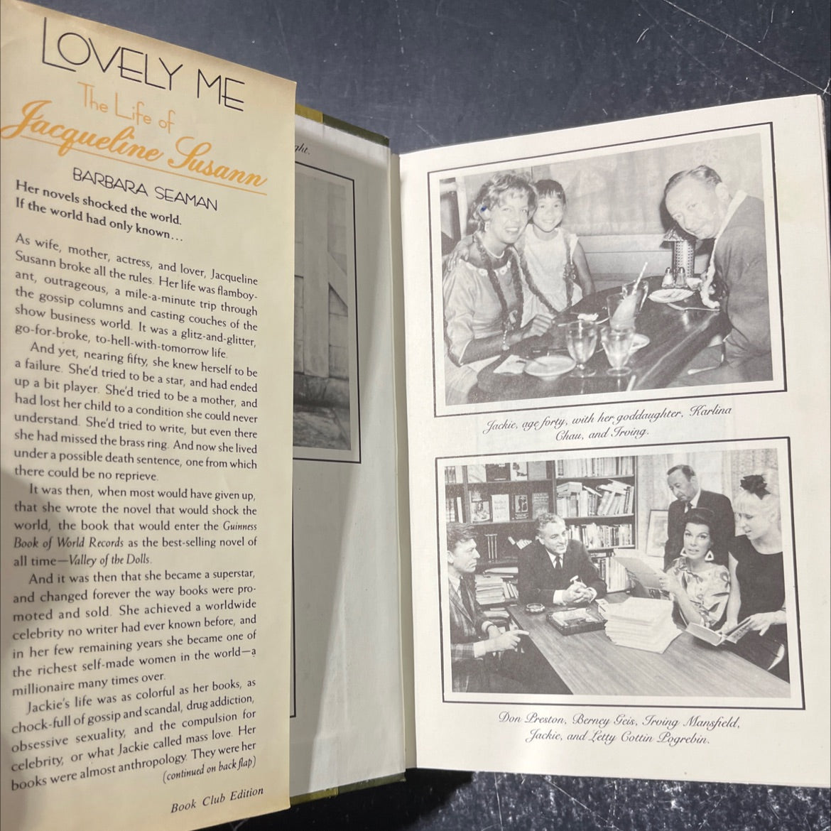 lovely me the life of gn a jacqueline susann book, by barbara seaman, 1987 Hardcover image 4