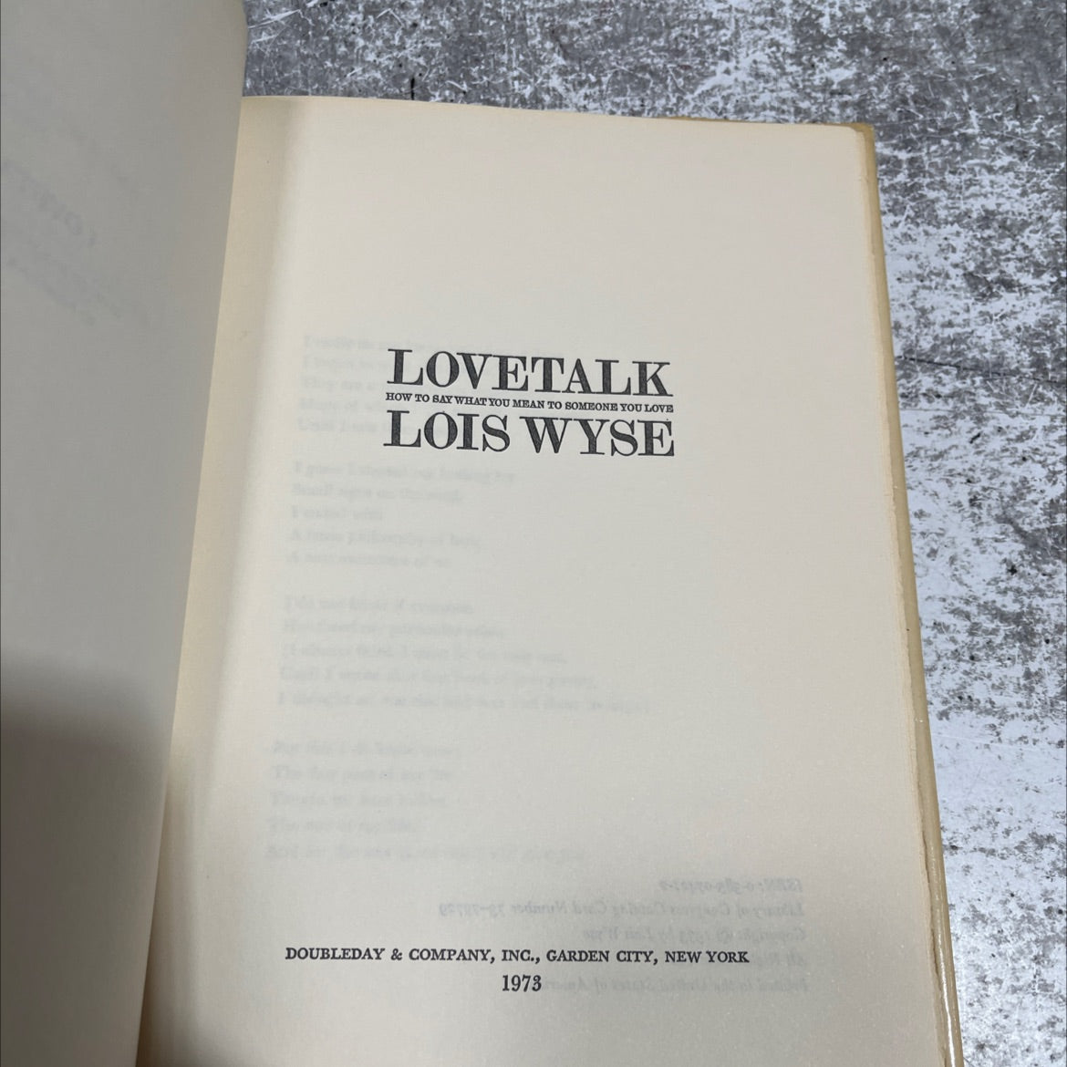 lovetalk how to say what you mean to someone you love book, by lois wyse, 1973 Hardcover image 2