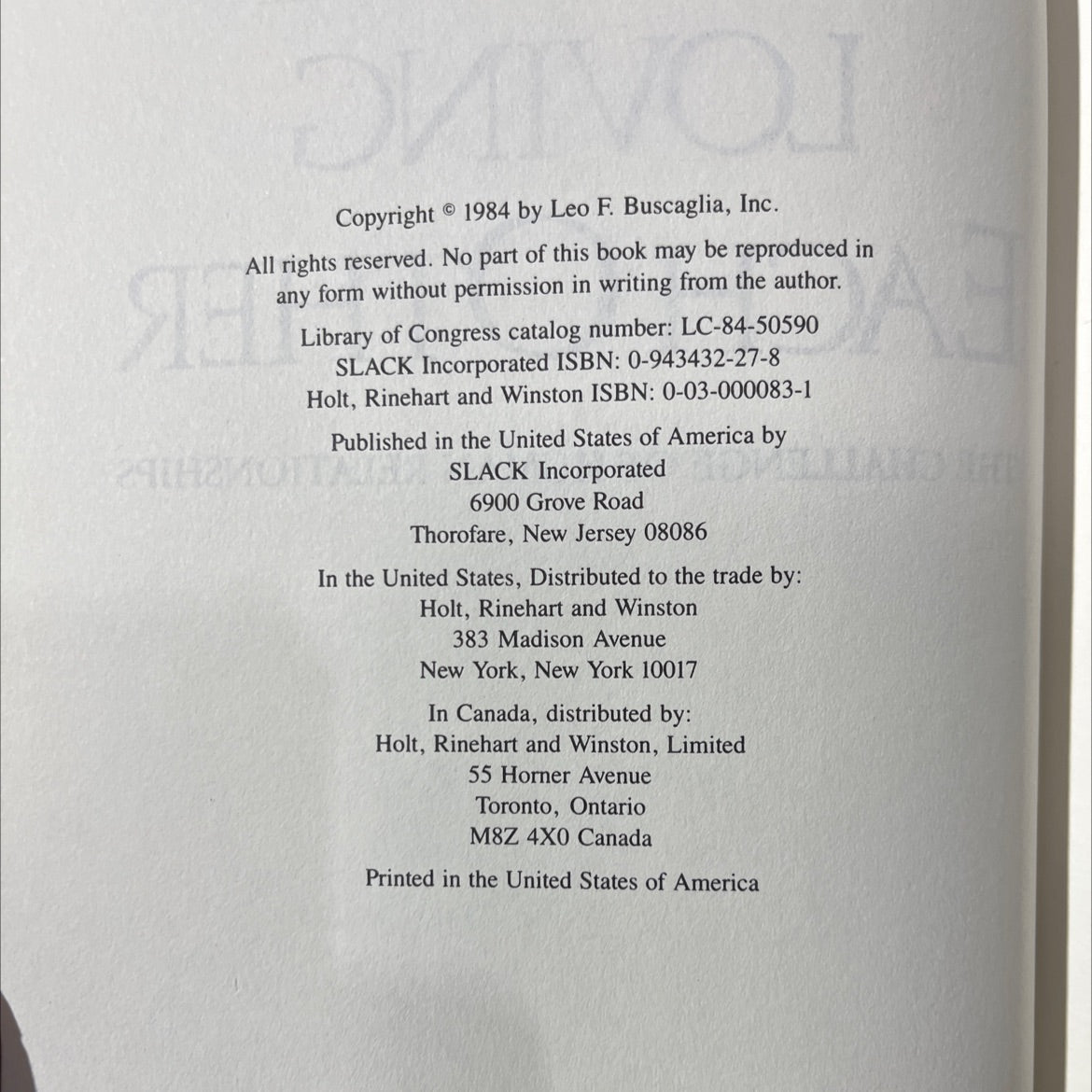 loving each other the challenge of human relationships book, by Leo F. Buscaglia, 1984 Hardcover image 3