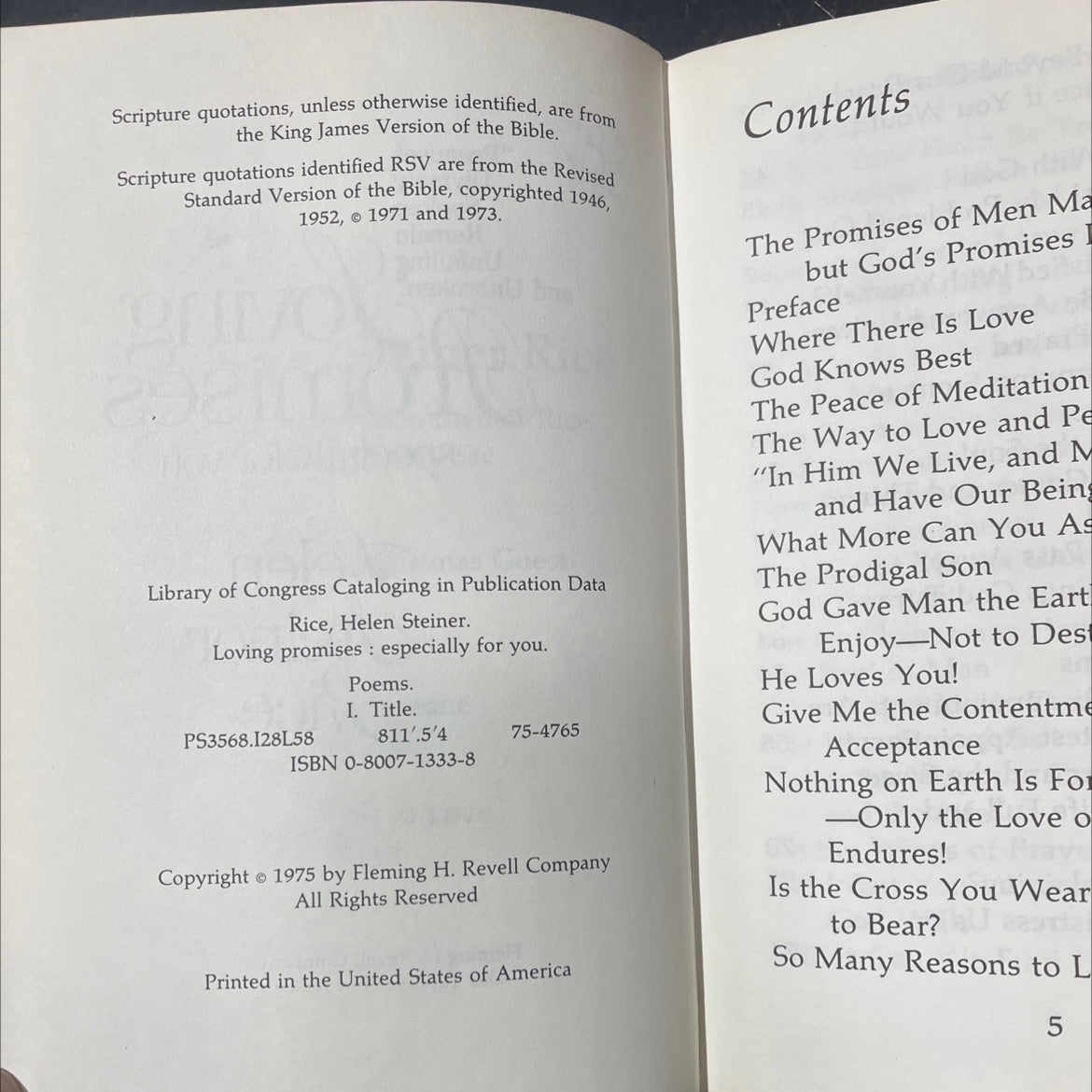 loving promises especially for you book, by helen steiner rice, 1975 Hardcover image 3
