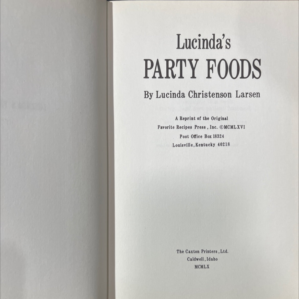 lucinda's party foods book, by lucinda christenson larsen, 1966 Hardcover image 2