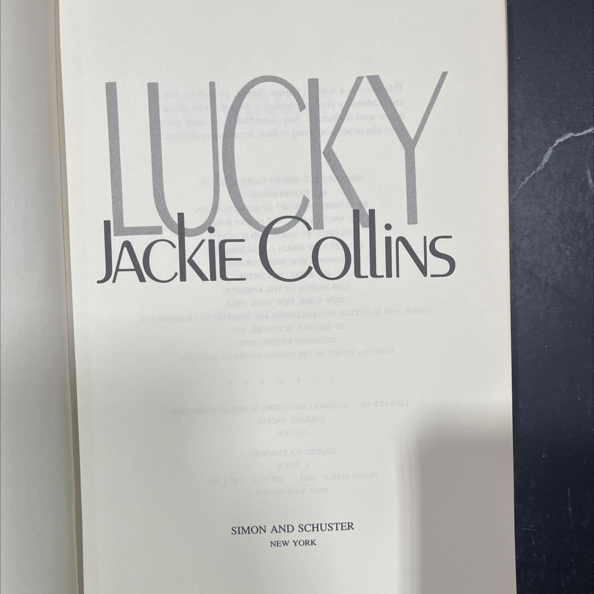 lucky book, by jackie collins, 1985 Hardcover image 2