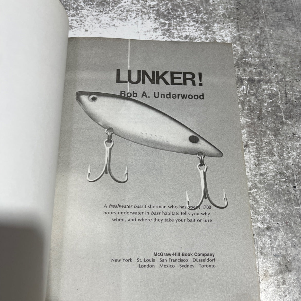 lunker! book, by Bob A. Underwood, 1975 Hardcover image 2