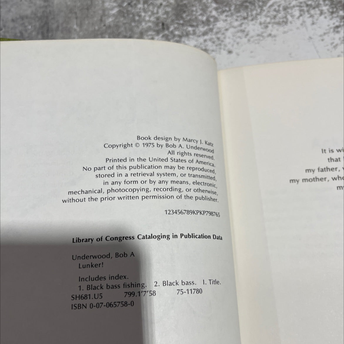 lunker! book, by Bob A. Underwood, 1975 Hardcover image 3