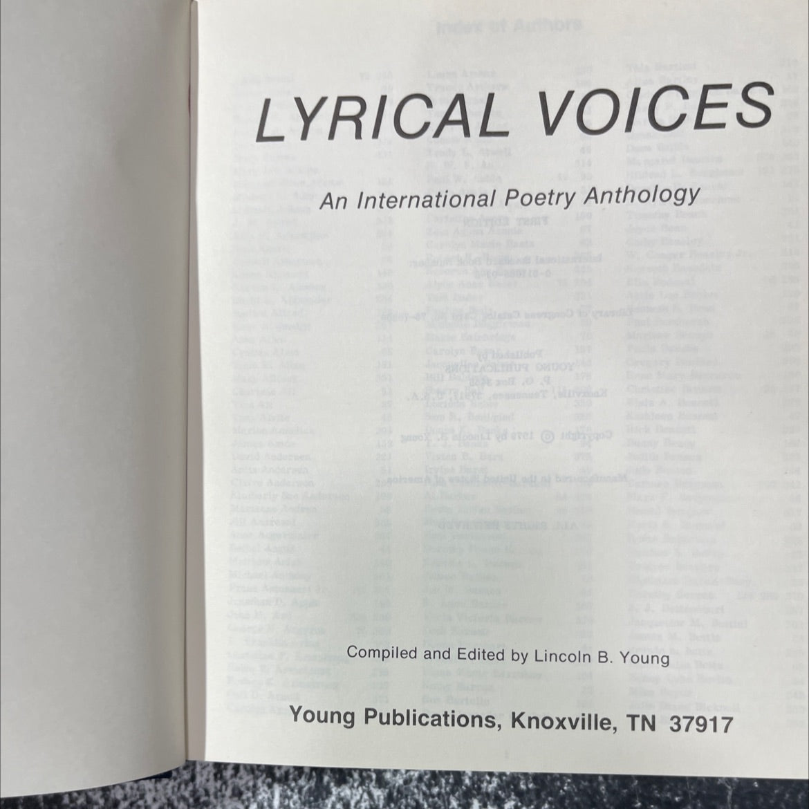 lyrical voices an international poetry anthology book, by aolitus omdoy, 1979 Hardcover image 2
