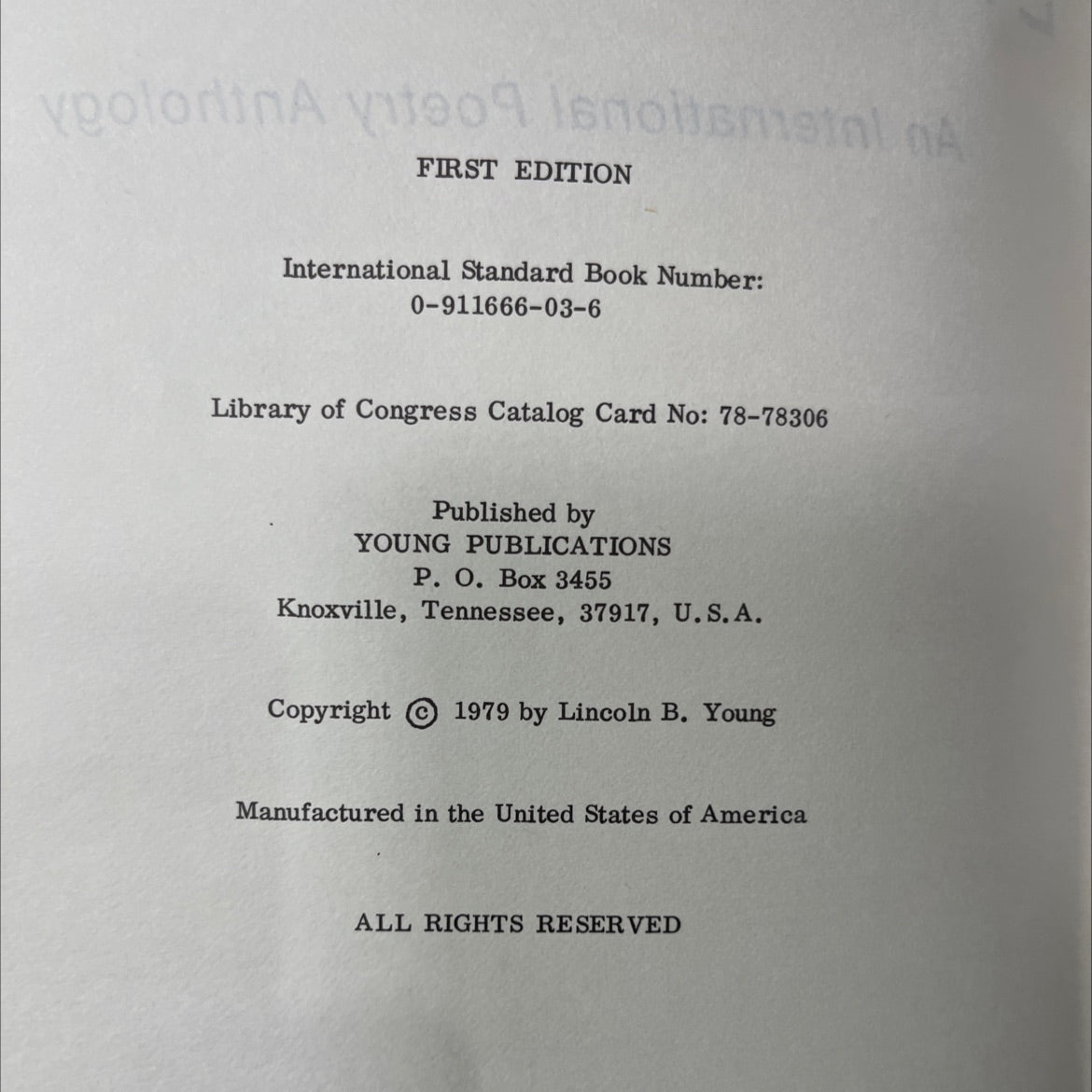 lyrical voices an international poetry anthology book, by aolitus omdoy, 1979 Hardcover image 3