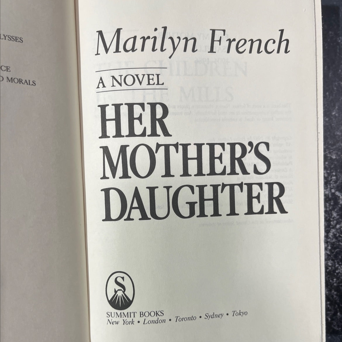 lysse ce morals book, by marilyn french, 1987 Hardcover image 2