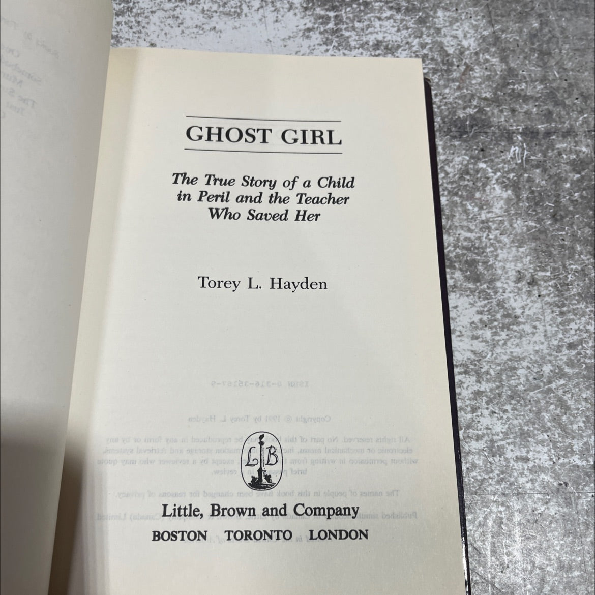 m 2 t ghost girl the true story of a child in peril and the teacher who saved her book, by torey l. hayden, 1991 image 2