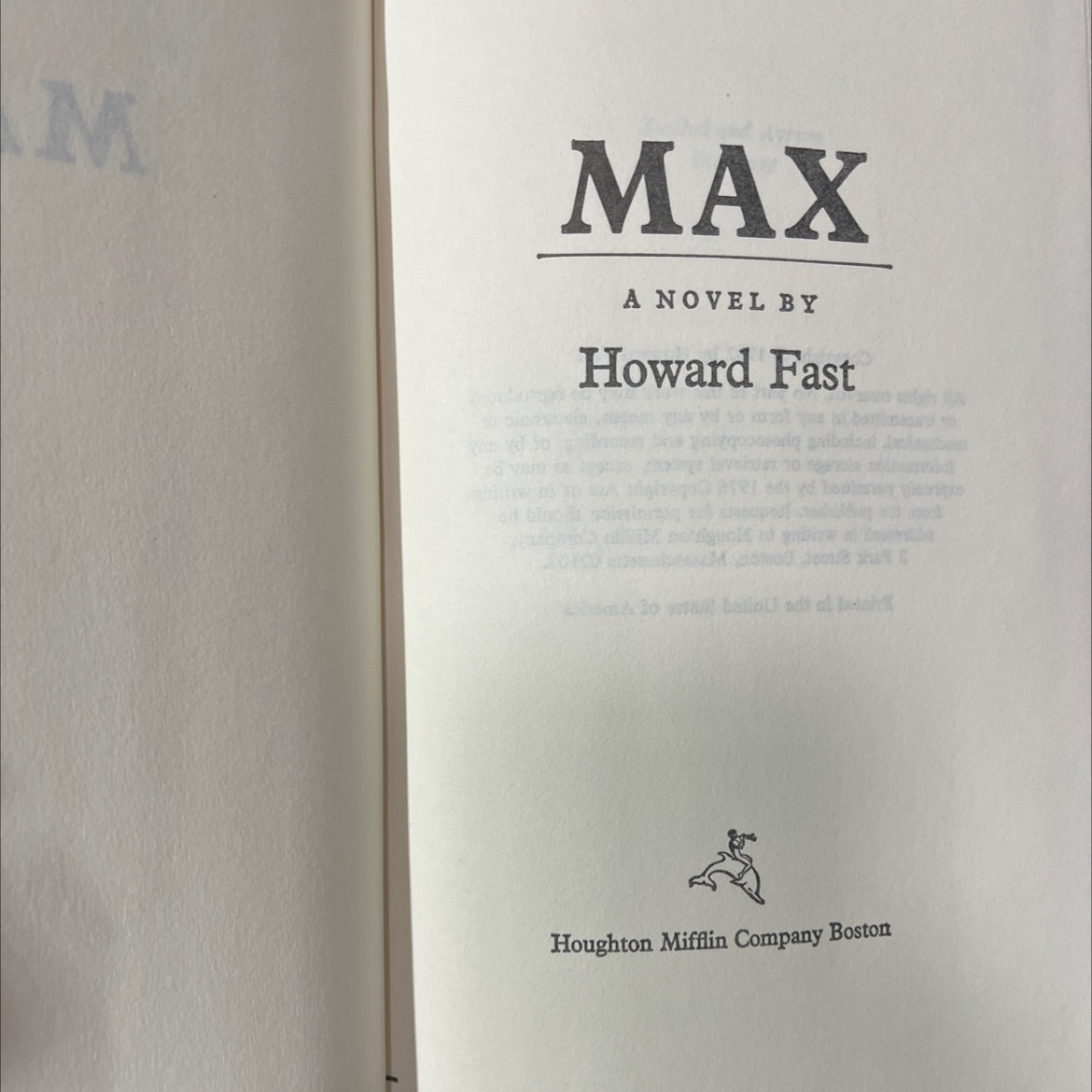 m max a novel book, by Howard Fast, 1982 Hardcover image 2