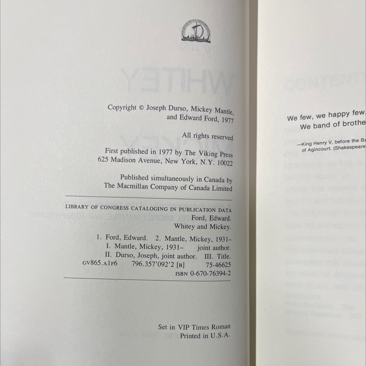 m whitey and mickey a joint autobiography of the yankee years book, by whitey ford, mickey mantle, joseph durso, 1977 image 3