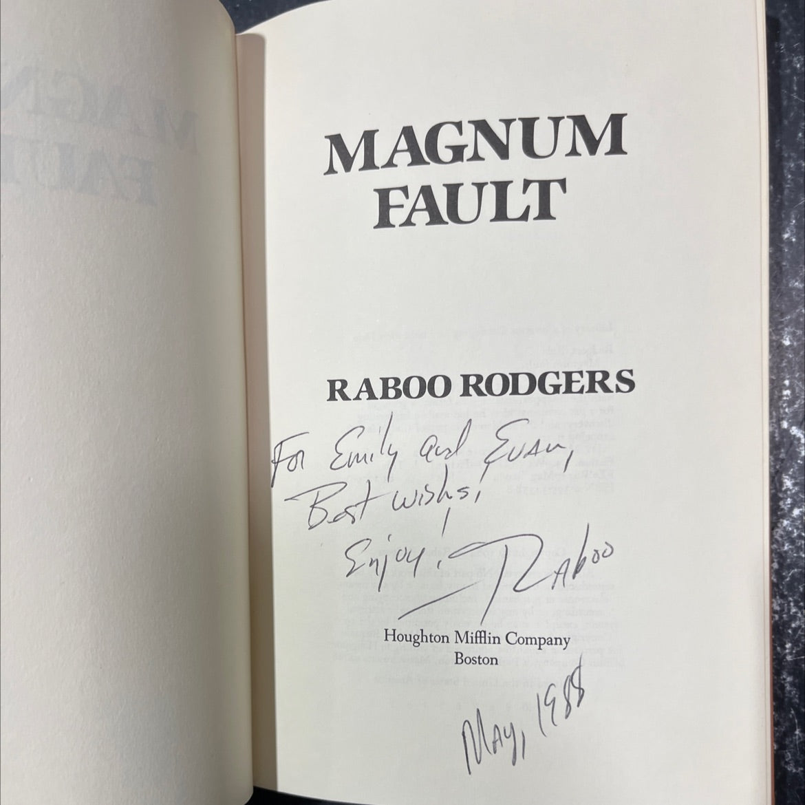 SIGNED magnum fault book, by raboo rodgers, 1988 Hardcover image 2