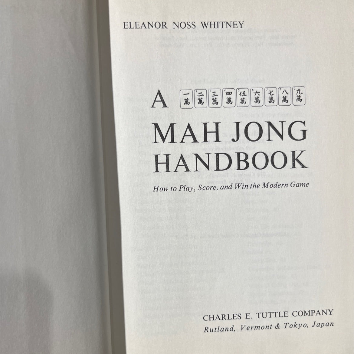 mah jong handbook how to play, score, and win the modern game book, by eleanor noss whitney, 1964 Hardcover image 2