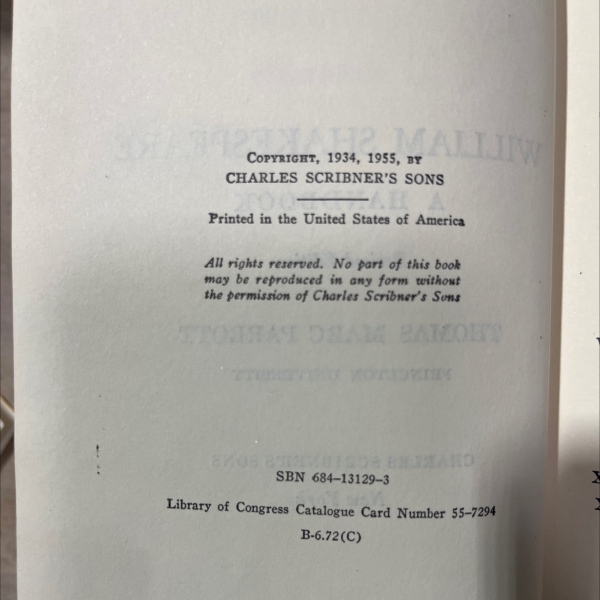 mait william shakespeare a handbook book, by thomas marc parrott, 1955 Hardcover image 3