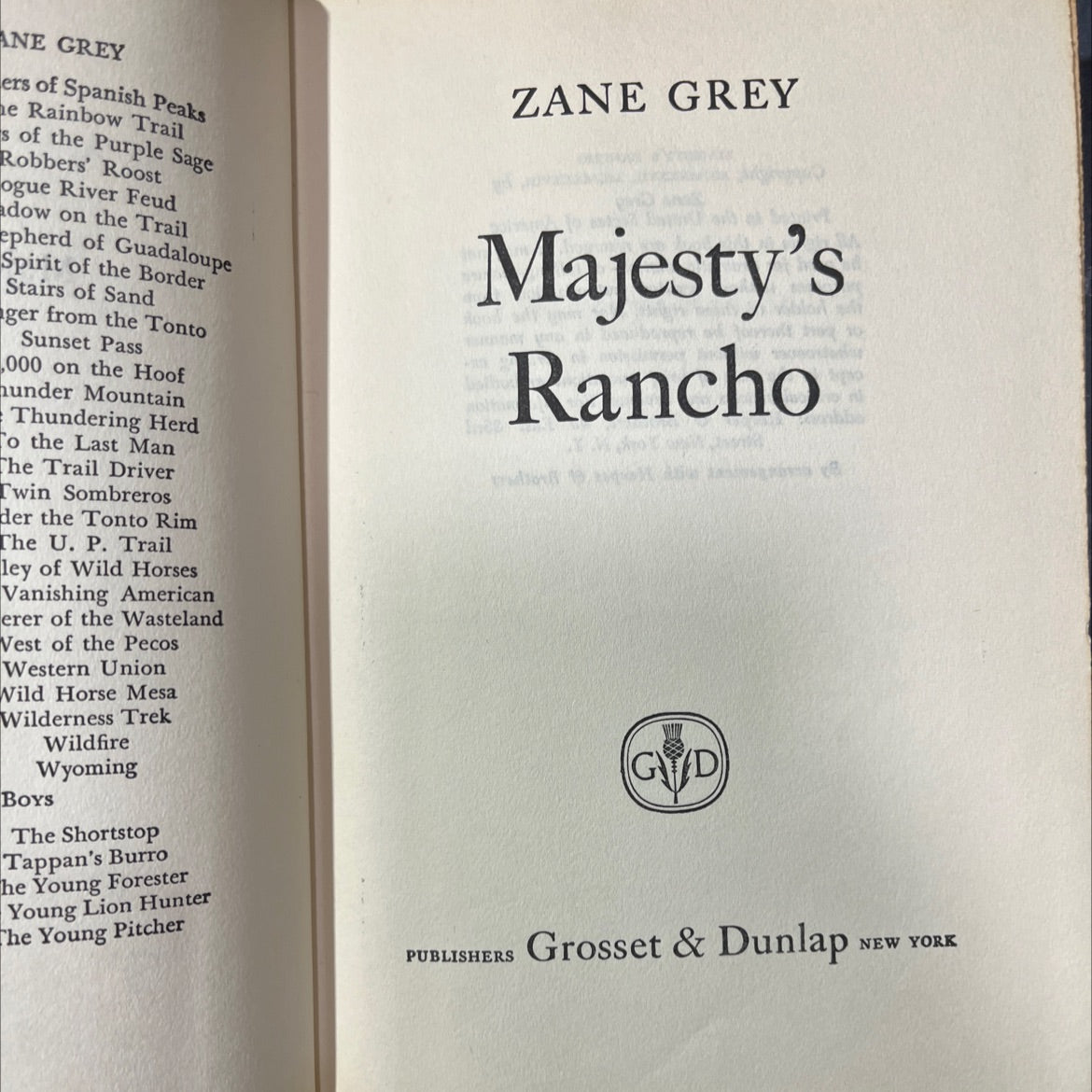 majesty's rancho book, by zane grey, 1938 Hardcover image 2