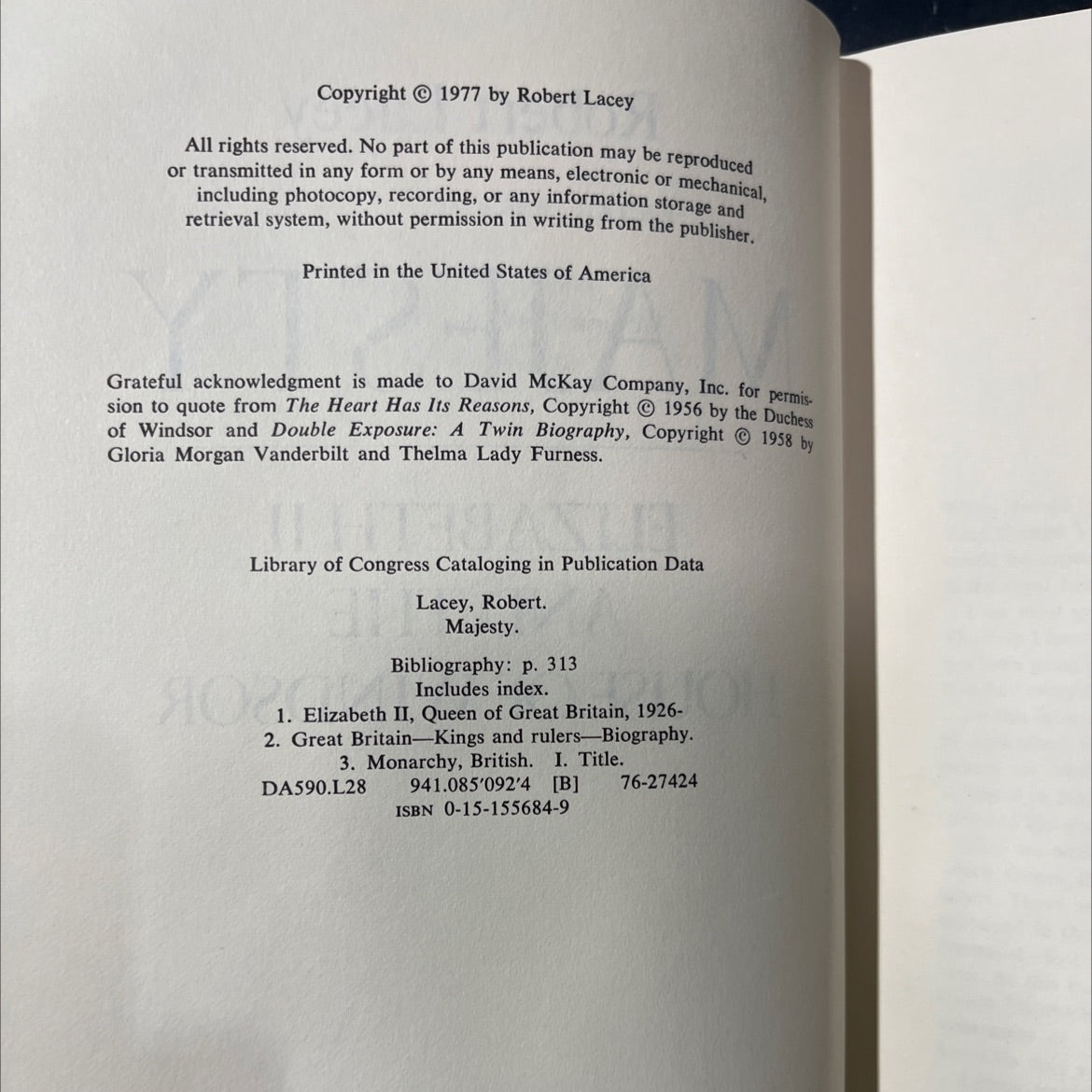 majesty book, by Robert Lacey, 1977 Hardcover image 3