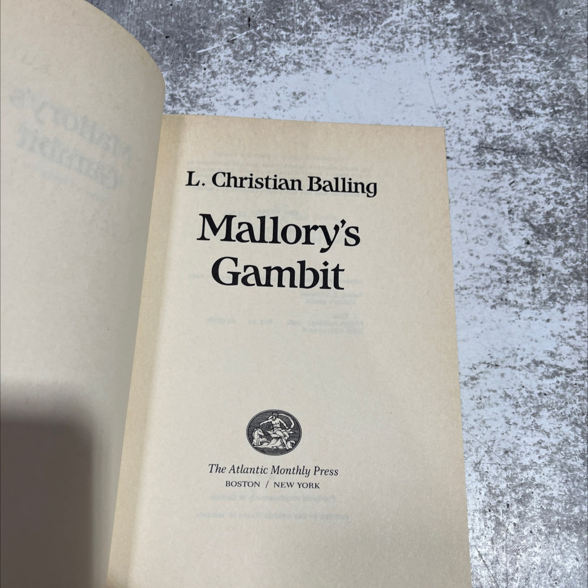 mallory's gambit book, by L. Christian Balling, 1985 Hardcover image 2