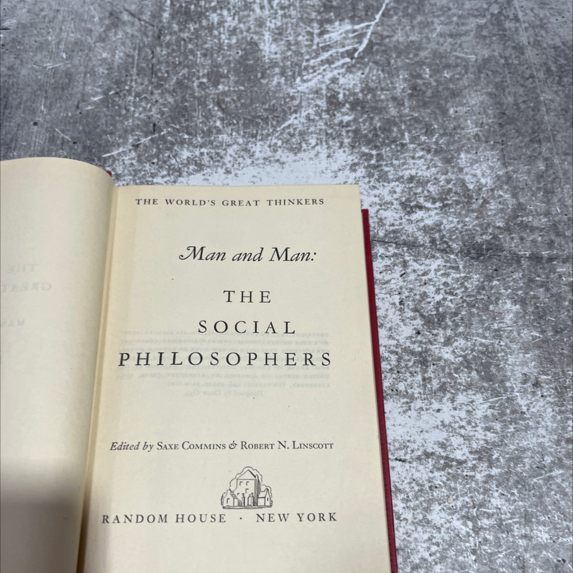 man and man: the social philosophers book, by saxe commins & robert n. linscott, 1947 Hardcover image 2