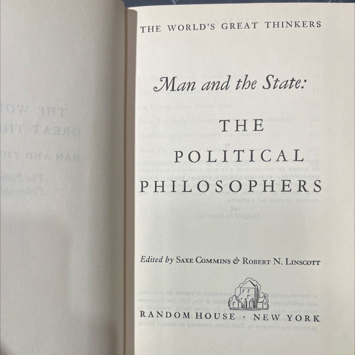 man and the state: the political philosophers book, by unknown, 1947 Hardcover image 2