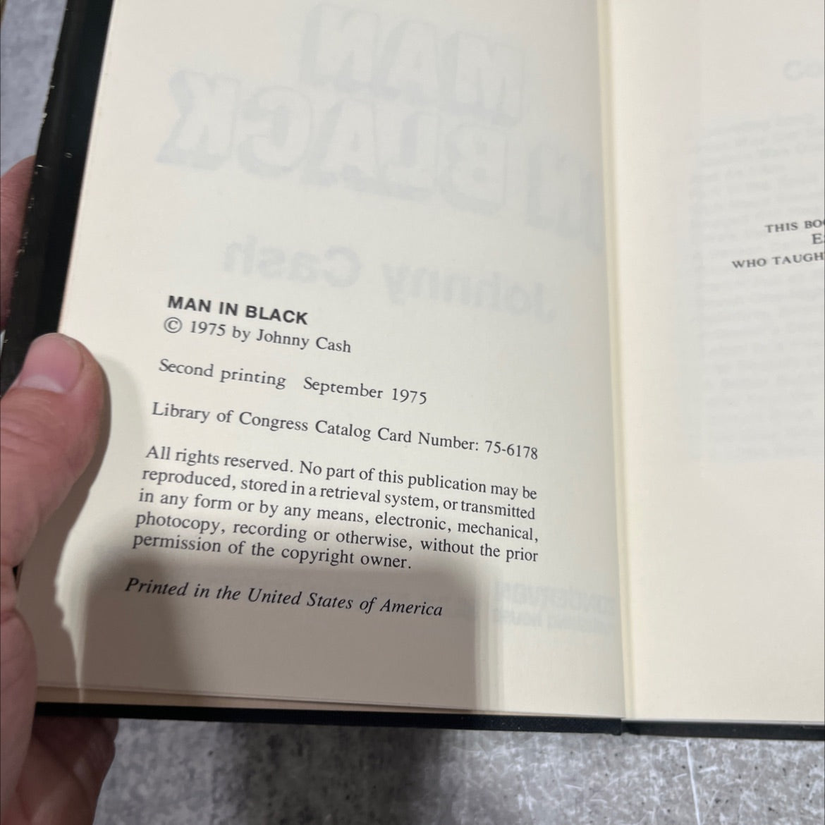 man in black book, by Johnny Cash, 1975 Hardcover image 3