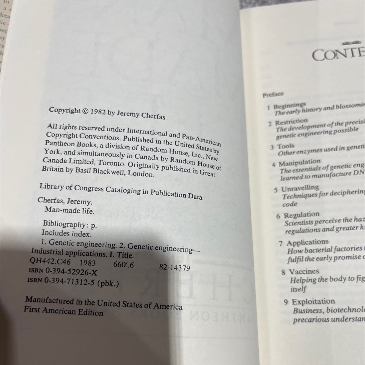 man-made life book, by jeremy cherfas, 1982 Hardcover image 3